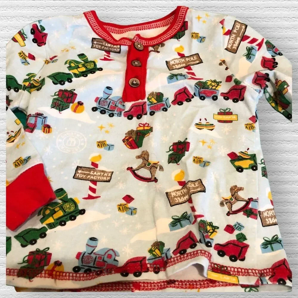 Mud Pie Christmas North Pole Pajamas 9-12 months Train Toy